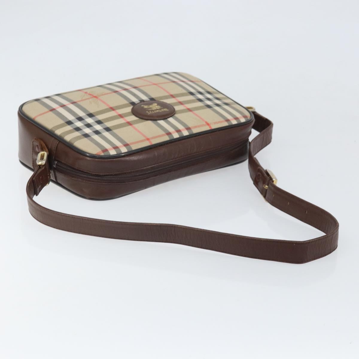 Burberrys Nova Check Shoulder Bag Canvas Beige Gold Auth ka2309