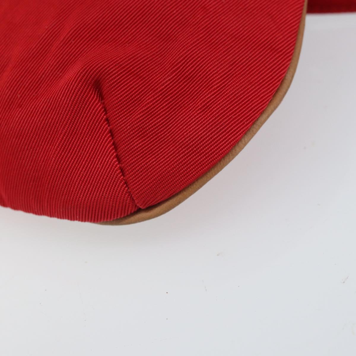 Christian Dior Waist bag Nylon Leather Red Silver Auth ka2312