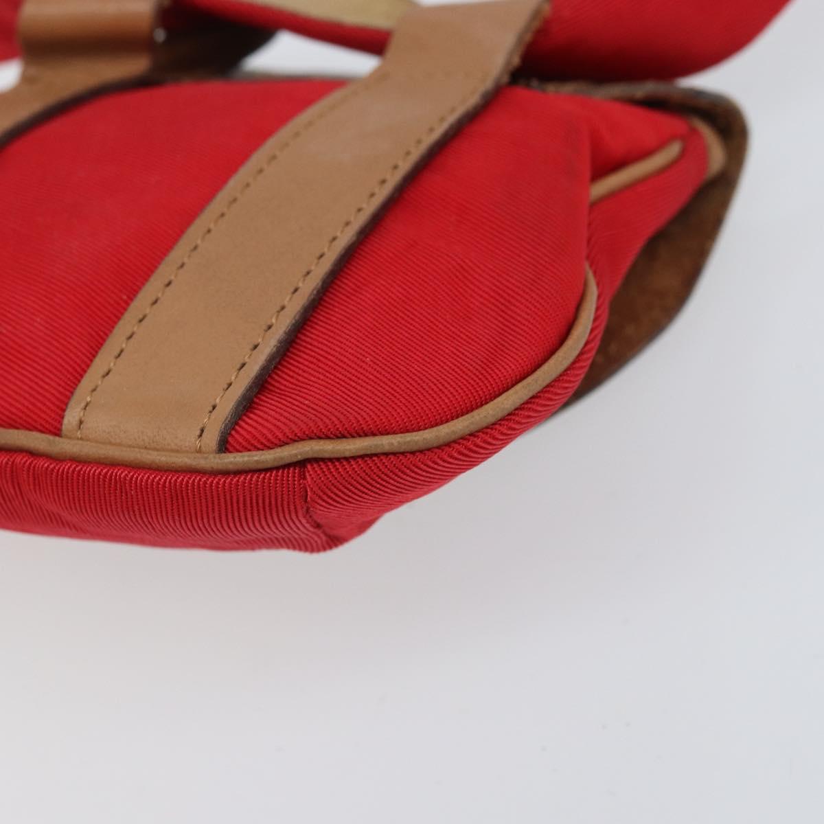 Christian Dior Waist bag Nylon Leather Red Silver Auth ka2312