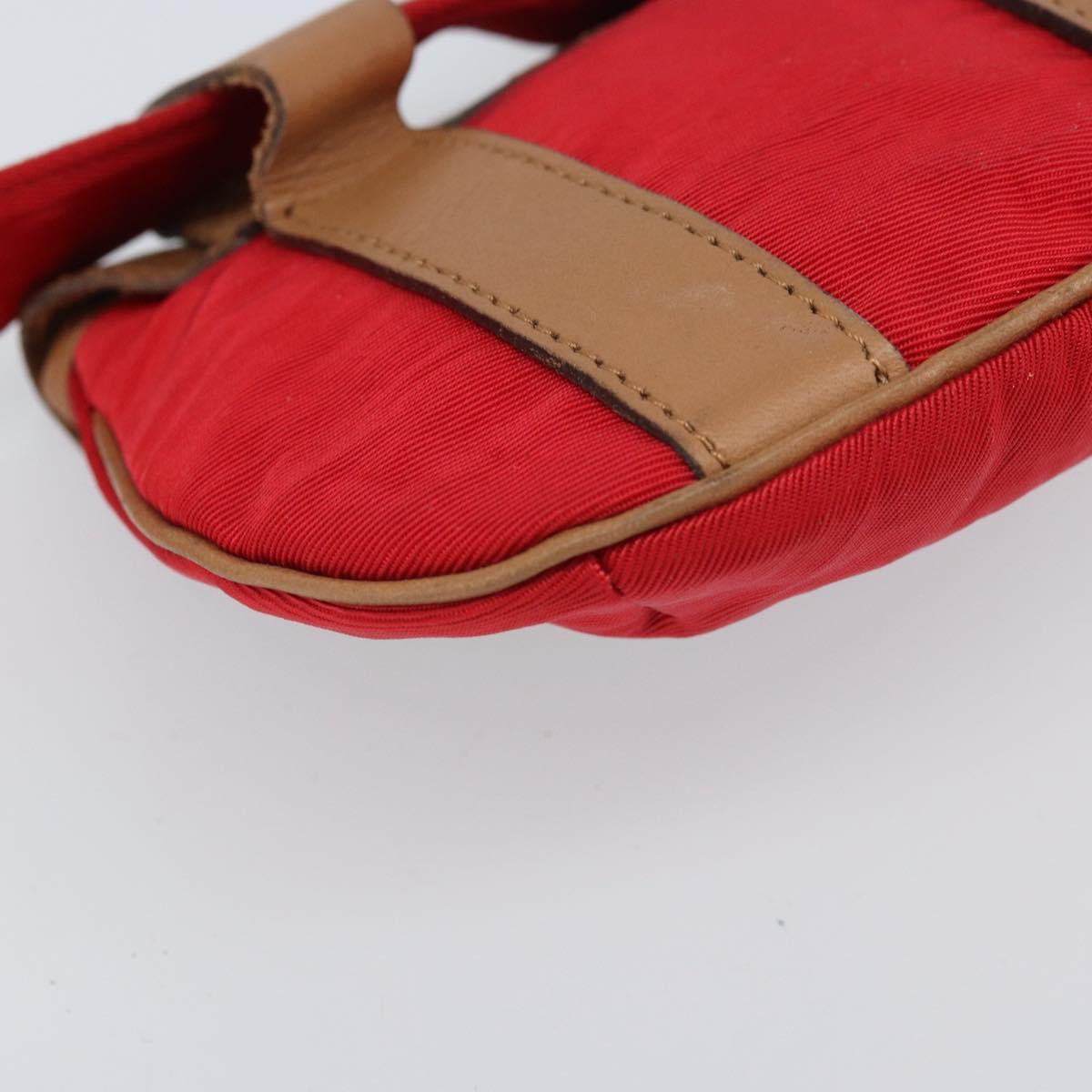 Christian Dior Waist bag Nylon Leather Red Silver Auth ka2312