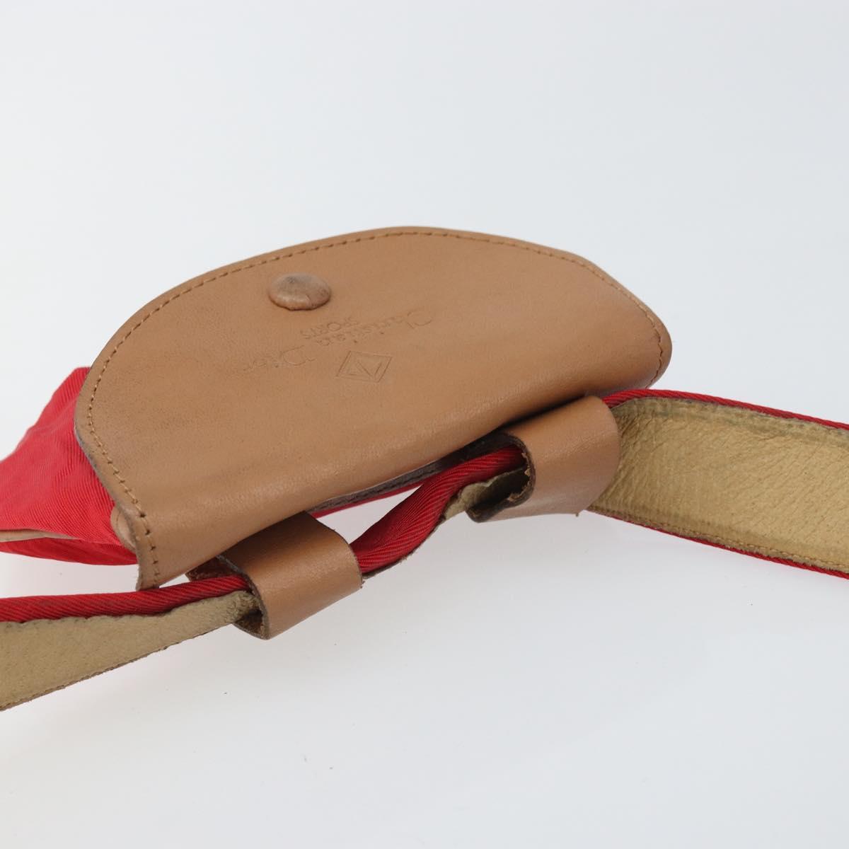Christian Dior Waist bag Nylon Leather Red Silver Auth ka2312