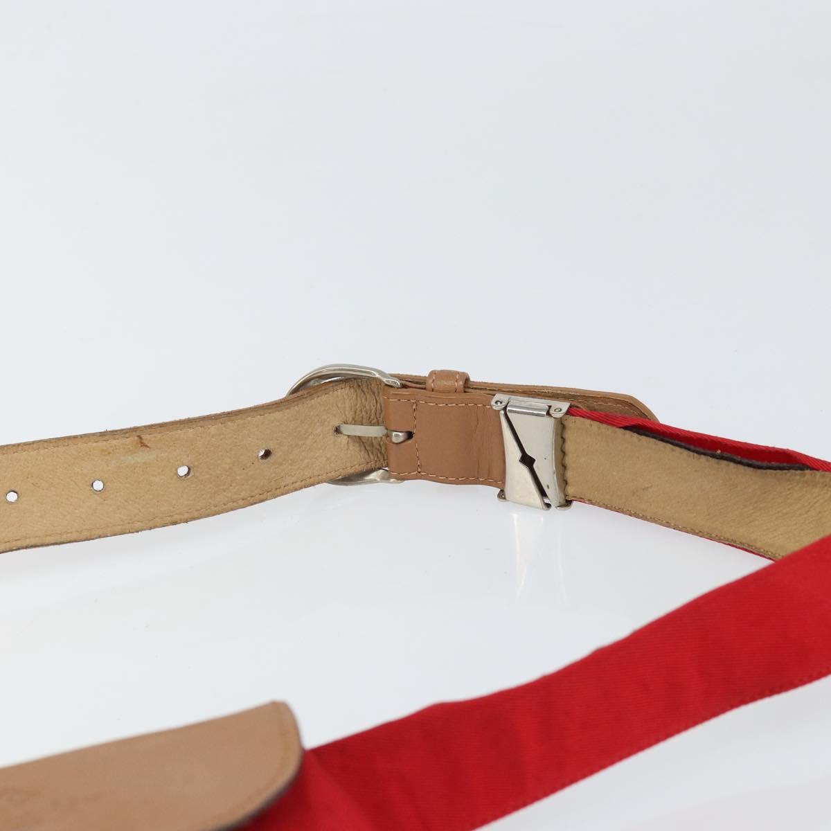 Christian Dior Waist bag Nylon Leather Red Silver Auth ka2312