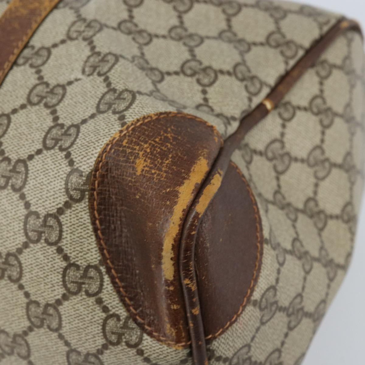 GUCCI GG Supreme Hand Bag PVC Beige Gold Auth ka2314