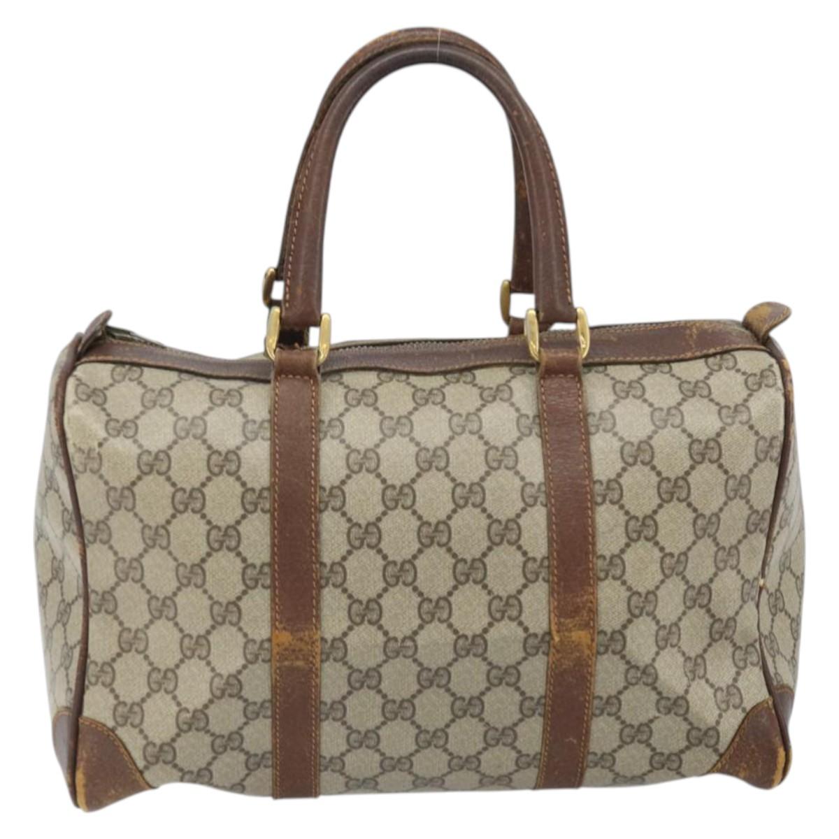 GUCCI GG Supreme Hand Bag PVC Beige Gold Auth ka2314