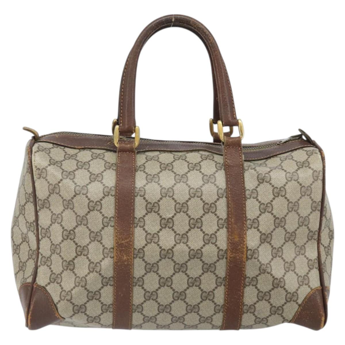 GUCCI GG Supreme Hand Bag PVC Beige Gold Auth ka2314