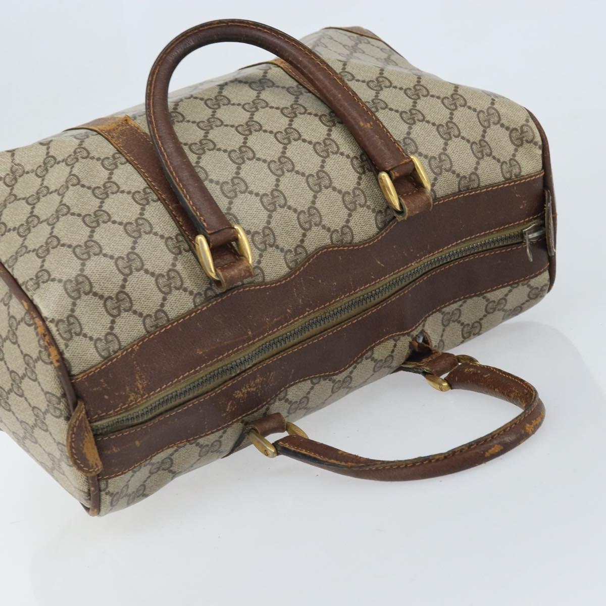 GUCCI GG Supreme Hand Bag PVC Beige Gold Auth ka2314
