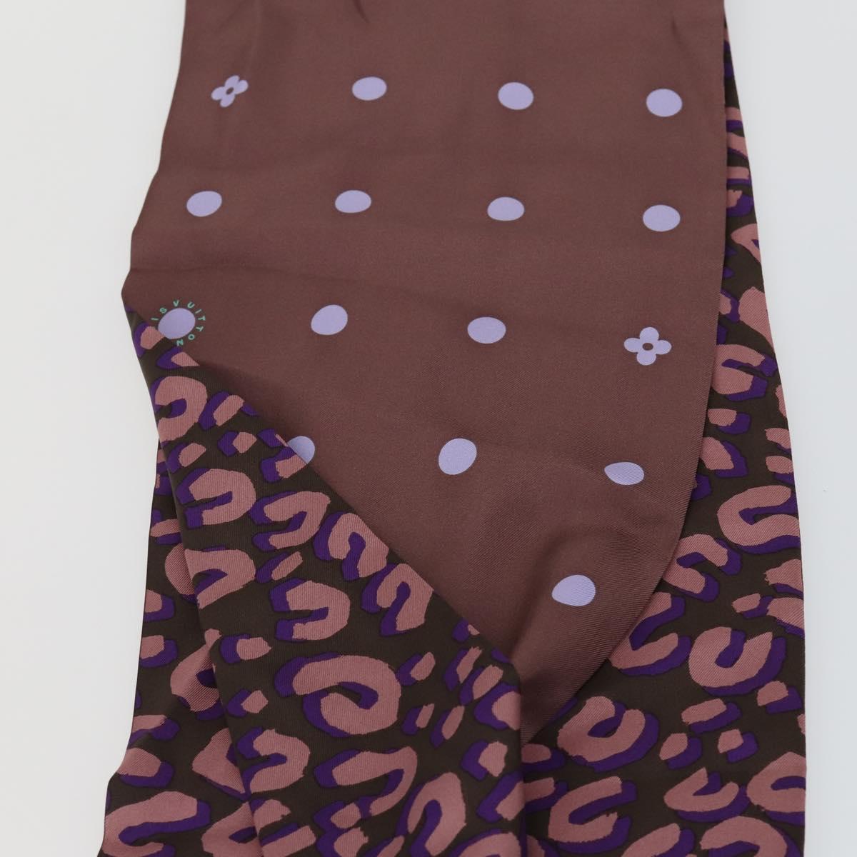 LOUIS VUITTON Leopard Pattern Scarf Silk Purple LV Auth ka2317V