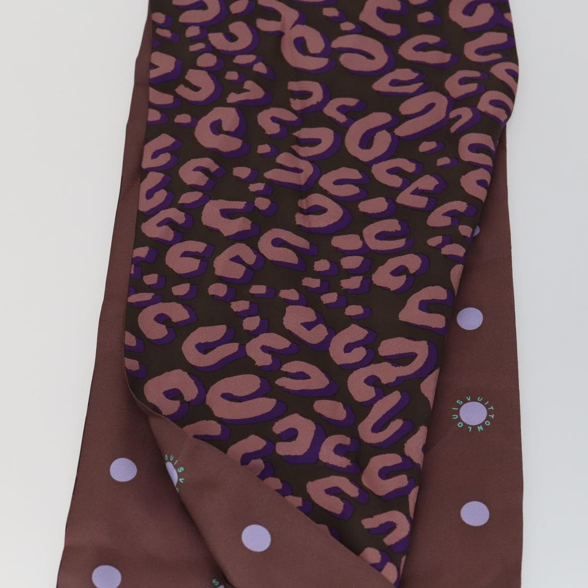 LOUIS VUITTON Leopard Pattern Scarf Silk Purple LV Auth ka2317V