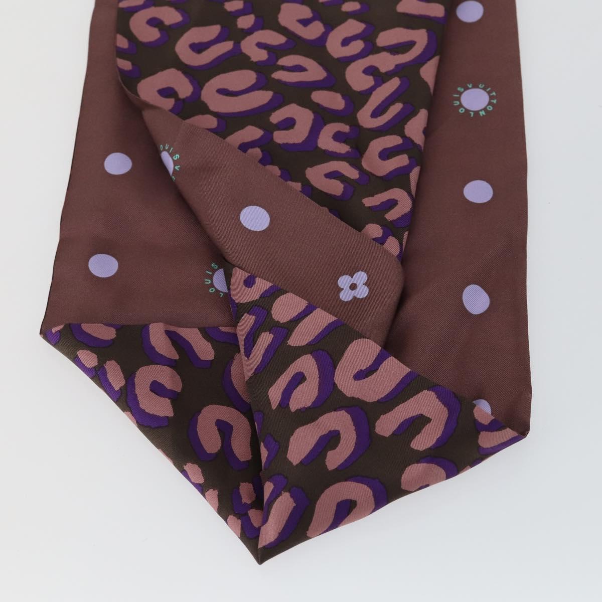 LOUIS VUITTON Leopard Pattern Scarf Silk Purple LV Auth ka2317V