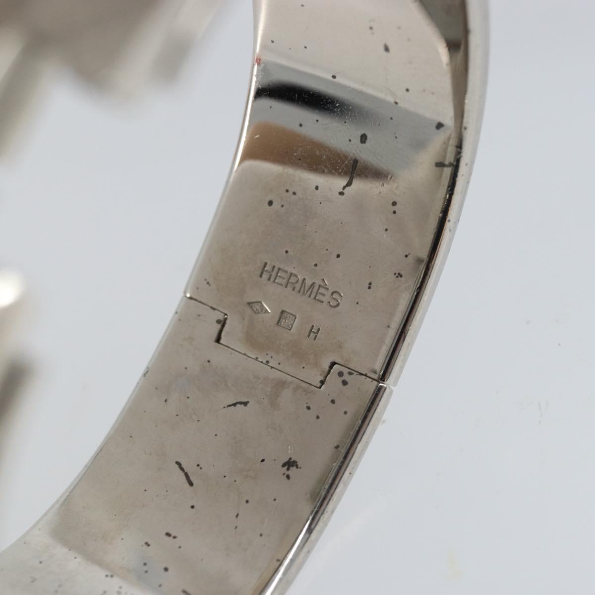 HERMES Bangle Click Crack Bracelet metal White Auth ka2319M