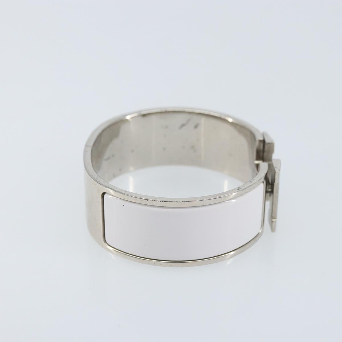 HERMES Bangle Click Crack Bracelet metal White Auth ka2319M