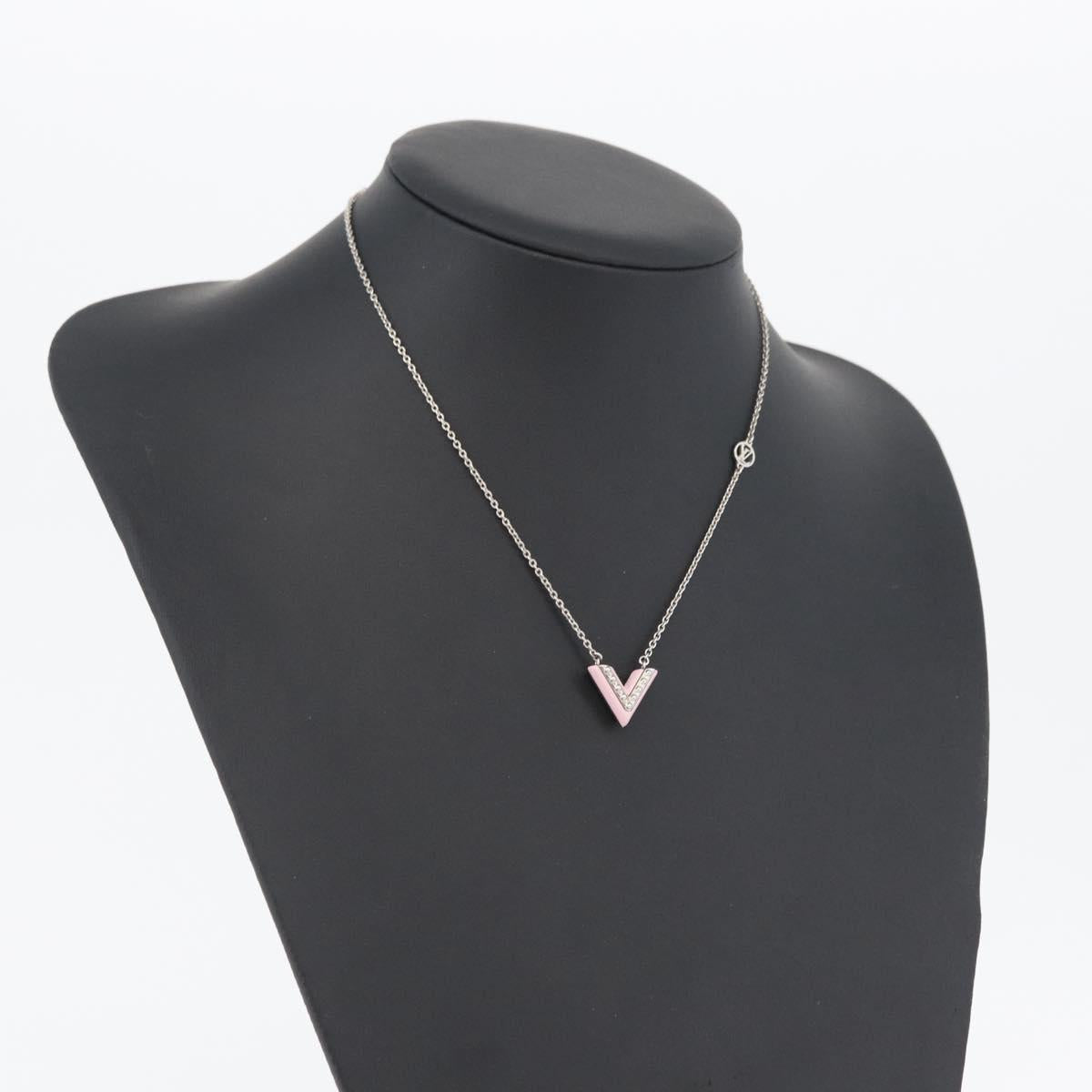 LOUIS VUITTON Essential V Necklace metal Pink M63182 LV Auth ka2321M