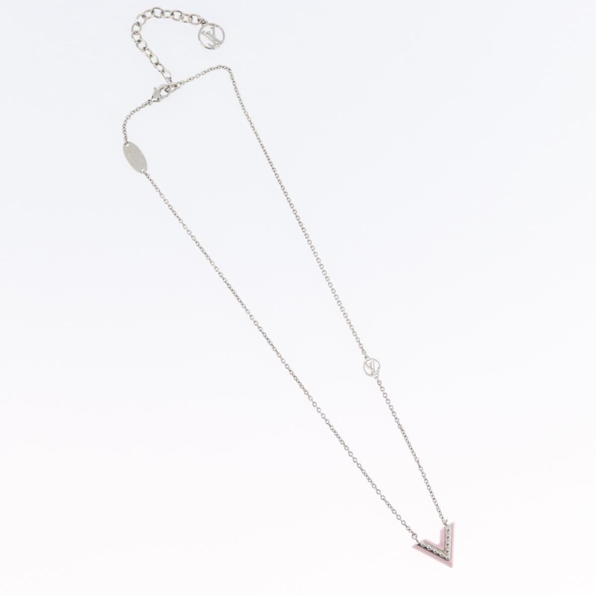 LOUIS VUITTON Essential V Necklace metal Pink M63182 LV Auth ka2321M