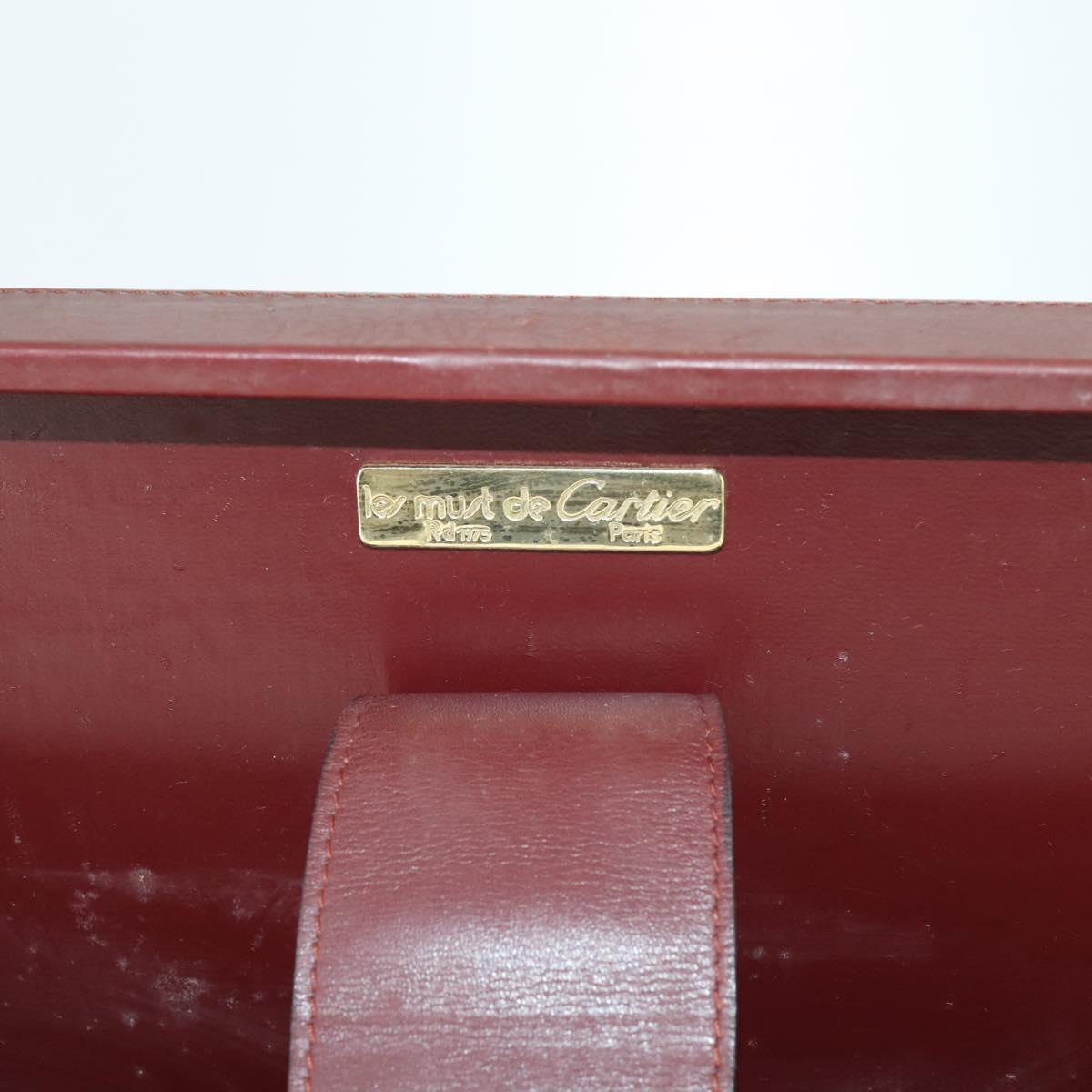 CARTIER Trunk Must Line Trunk Leather Bordeaux Gold Auth ka2326