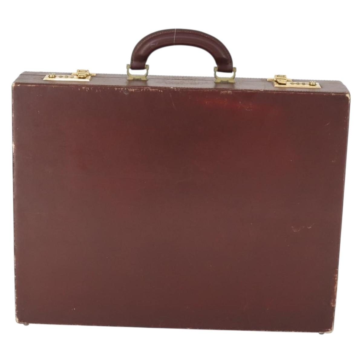 CARTIER Trunk Must Line Trunk Leather Bordeaux Gold Auth ka2326