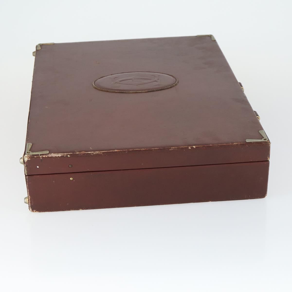 CARTIER Trunk Must Line Trunk Leather Bordeaux Gold Auth ka2326
