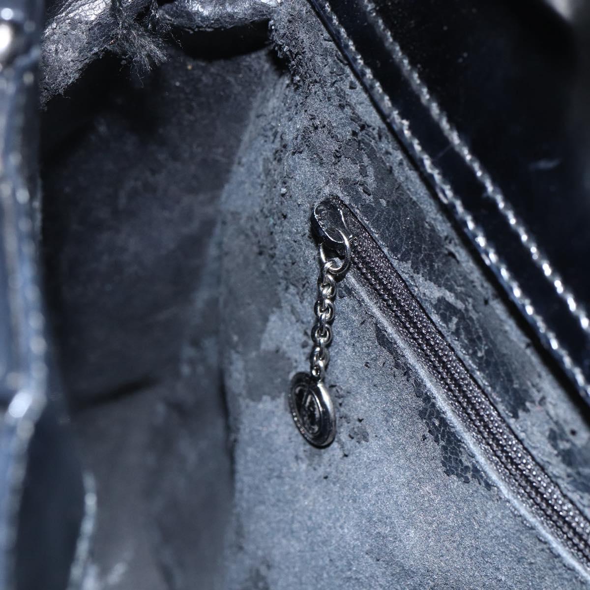 GUCCI Hand Bag Patent leather Black Silver 000 1013 0504 Auth ka2334