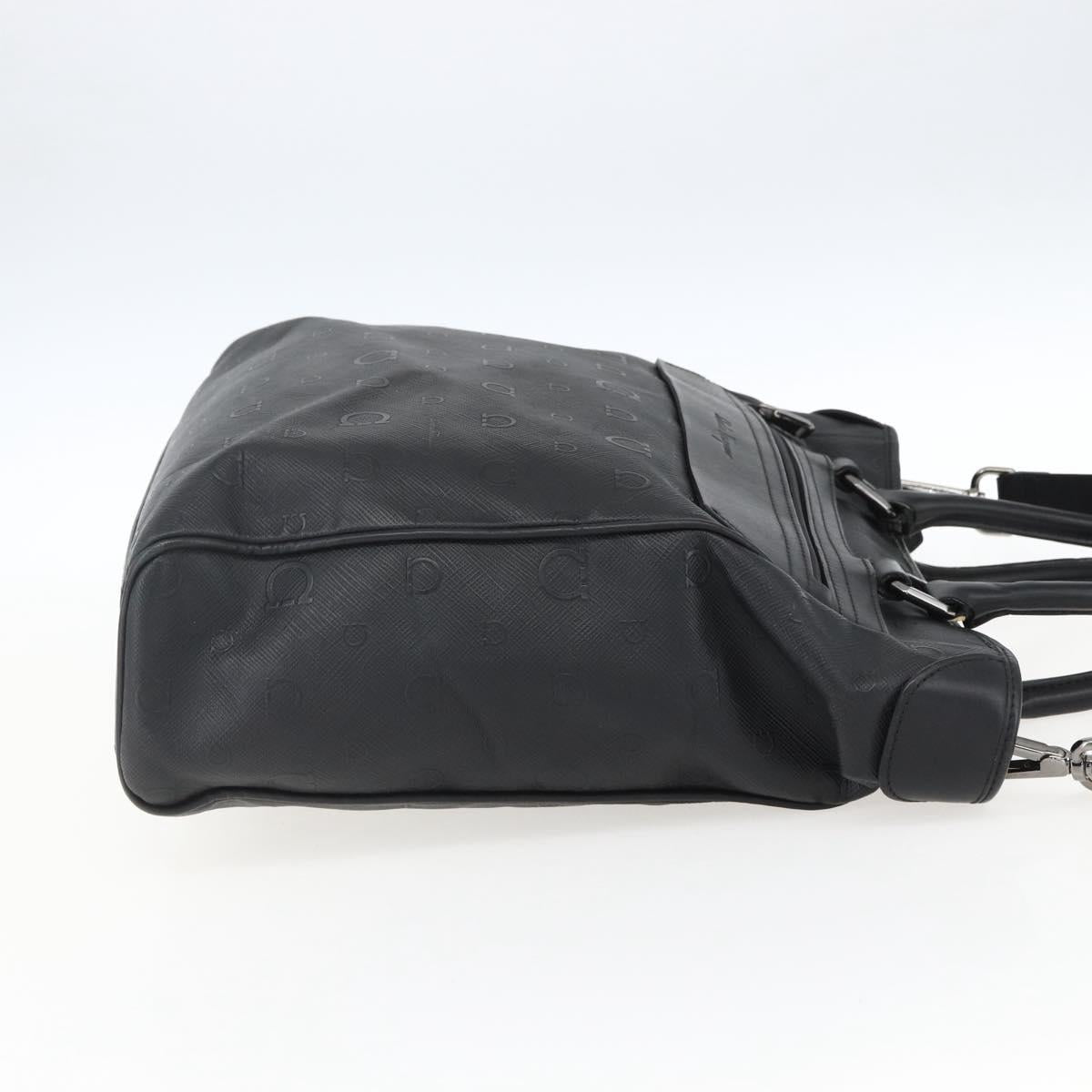 Salvatore Ferragamo Gancini Tote Bag Leather 2way Black Auth ka2346