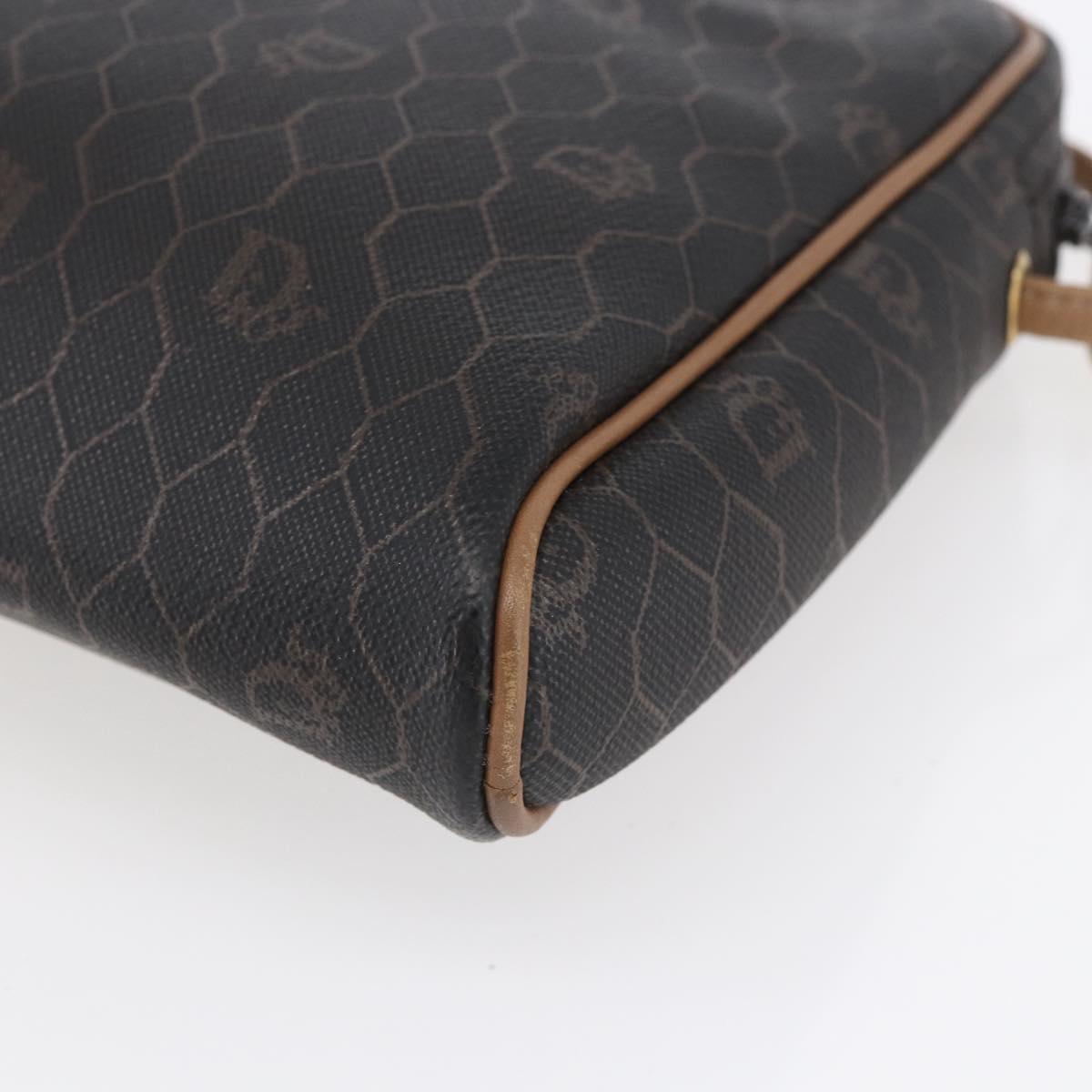 Christian Dior Honeycomb Canvas Shoulder Bag PVC Black Gold Auth ka235