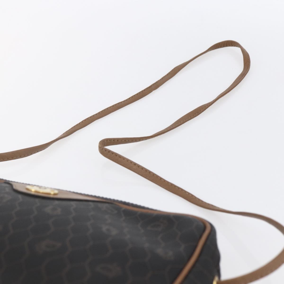 Christian Dior Honeycomb Canvas Shoulder Bag PVC Black Gold Auth ka235