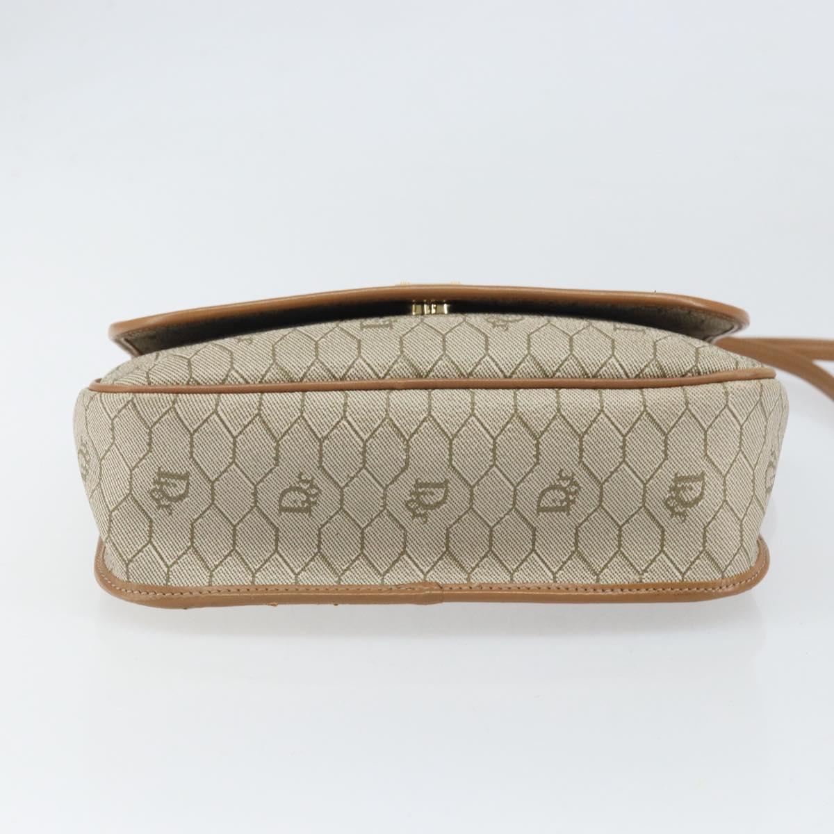Christian Dior Honeycomb Canvas Shoulder Bag PVC Beige Gold Auth ka2352