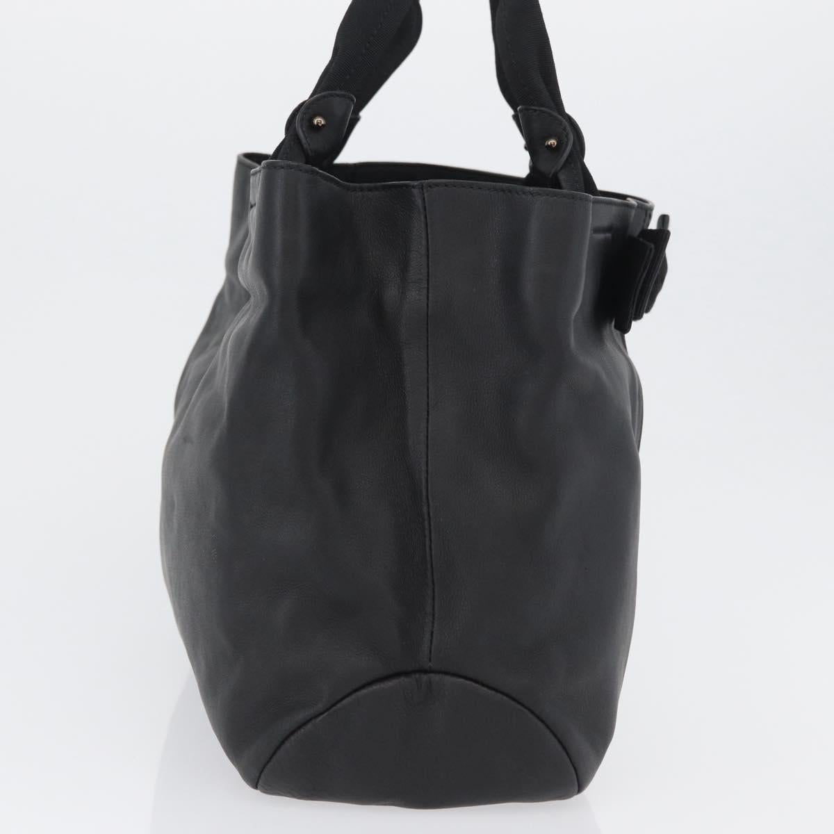 Salvatore Ferragamo Vara Ribbon Hand Bag Leather Black Auth ka2354