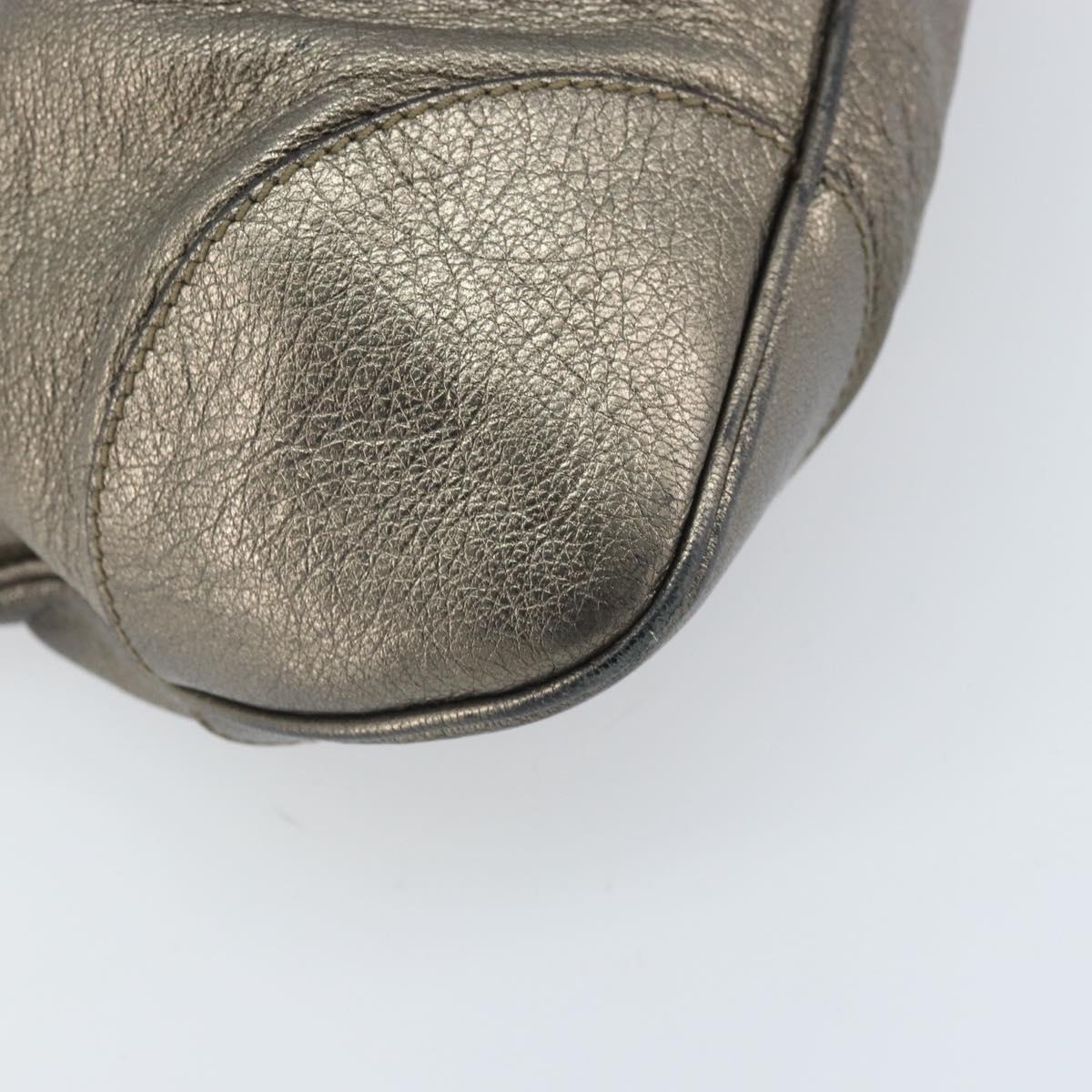 Salvatore Ferragamo Gancini Hand Bag Leather Gold Auth ka2356