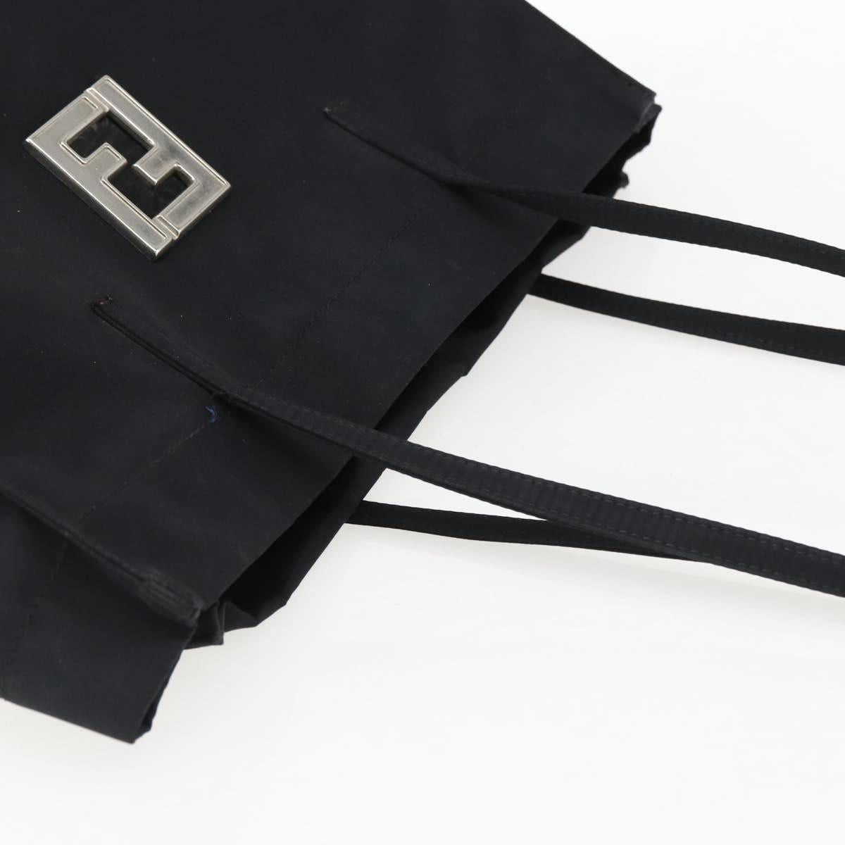 FENDI Tote Bag Nylon Black Silver Auth ka2357