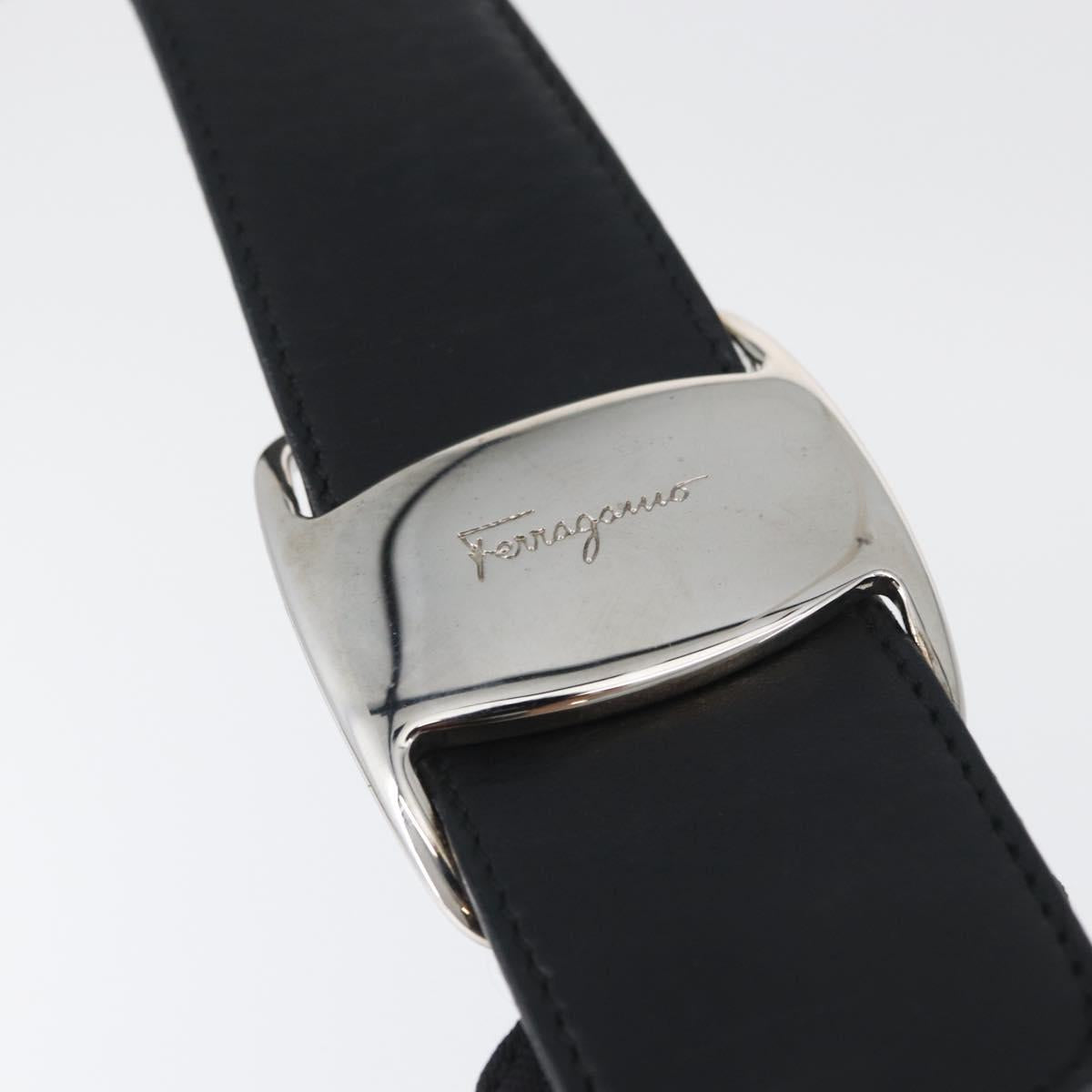 Salvatore Ferragamo Vala Shoulder Bag Nylon Silver Black Auth ka2359