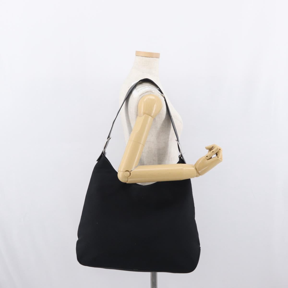 Salvatore Ferragamo Vala Shoulder Bag Nylon Silver Black Auth ka2359