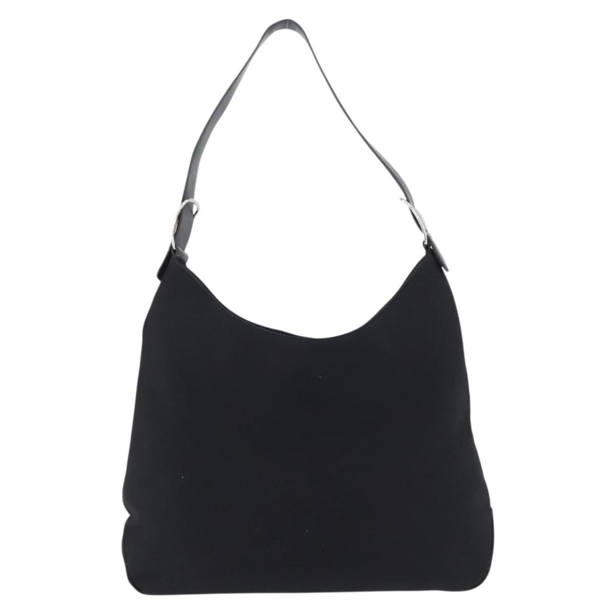 Salvatore Ferragamo Vala Shoulder Bag Nylon Silver Black Auth ka2359