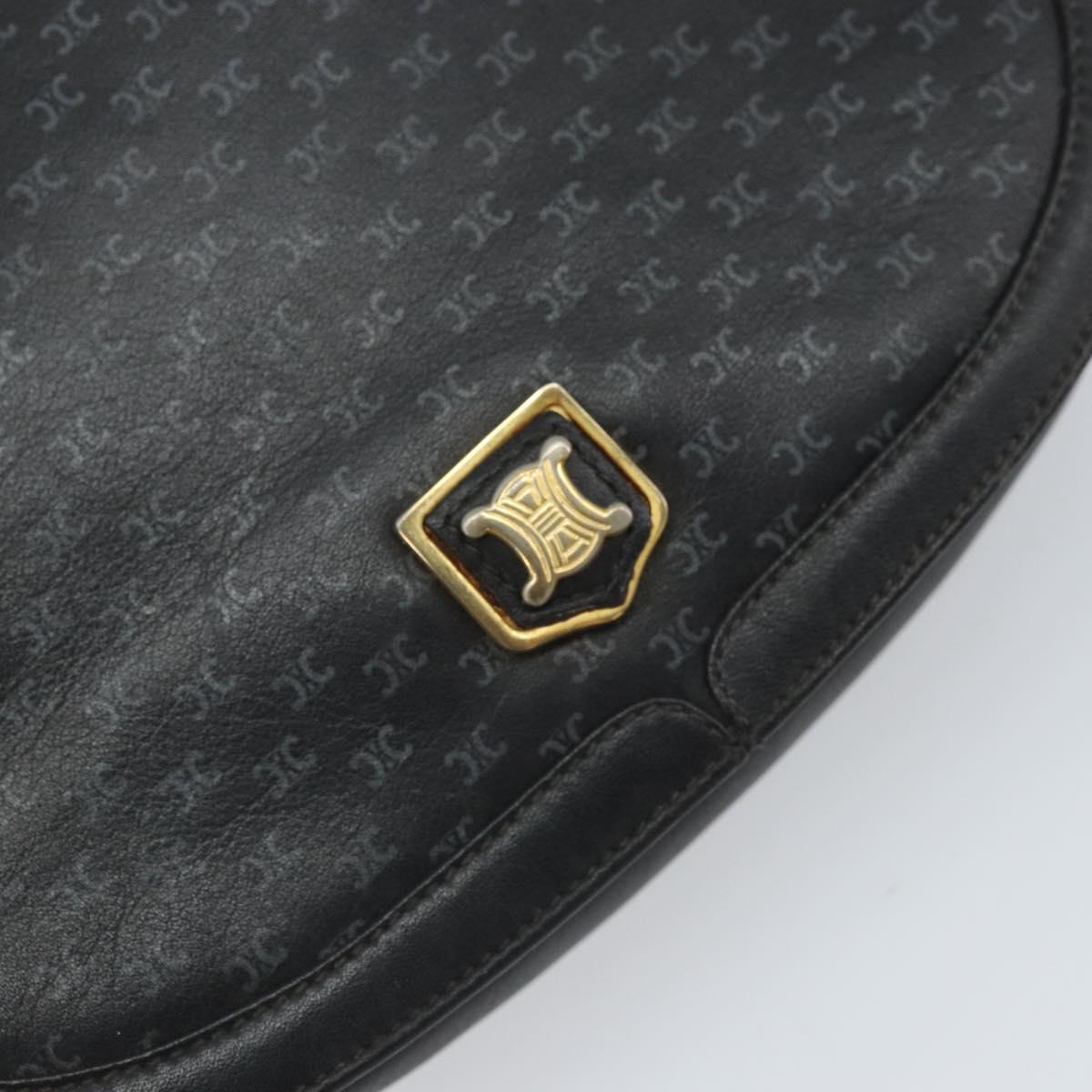 CELINE Macadam Canvas Shoulder Bag PVC Black Gold Auth ka2364