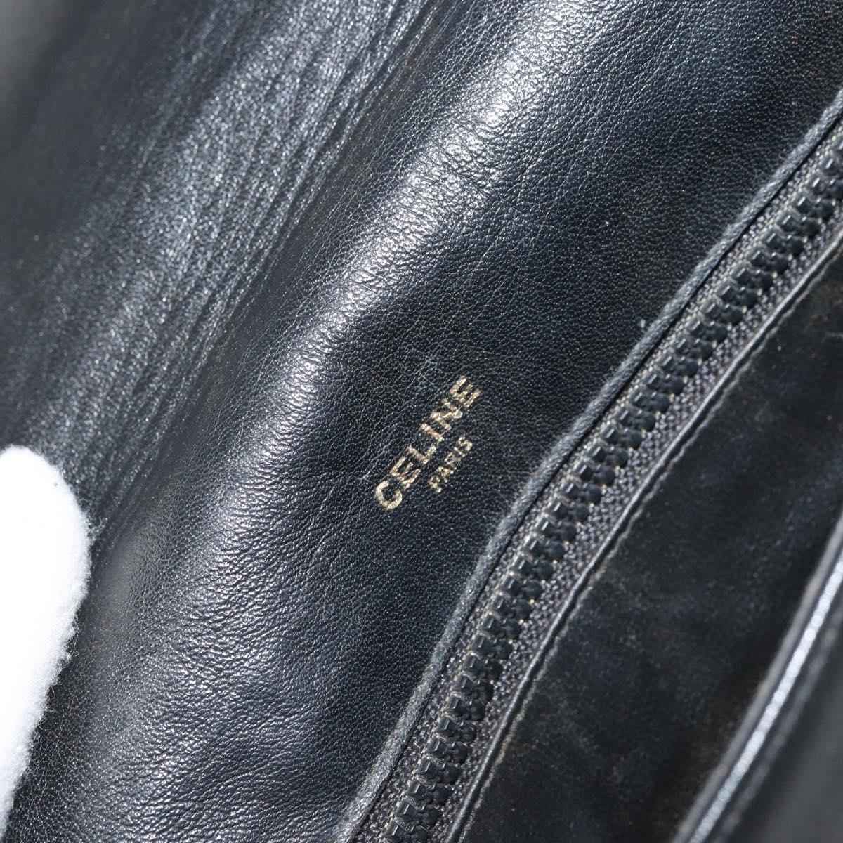 CELINE Macadam Canvas Shoulder Bag PVC Black Gold Auth ka2364