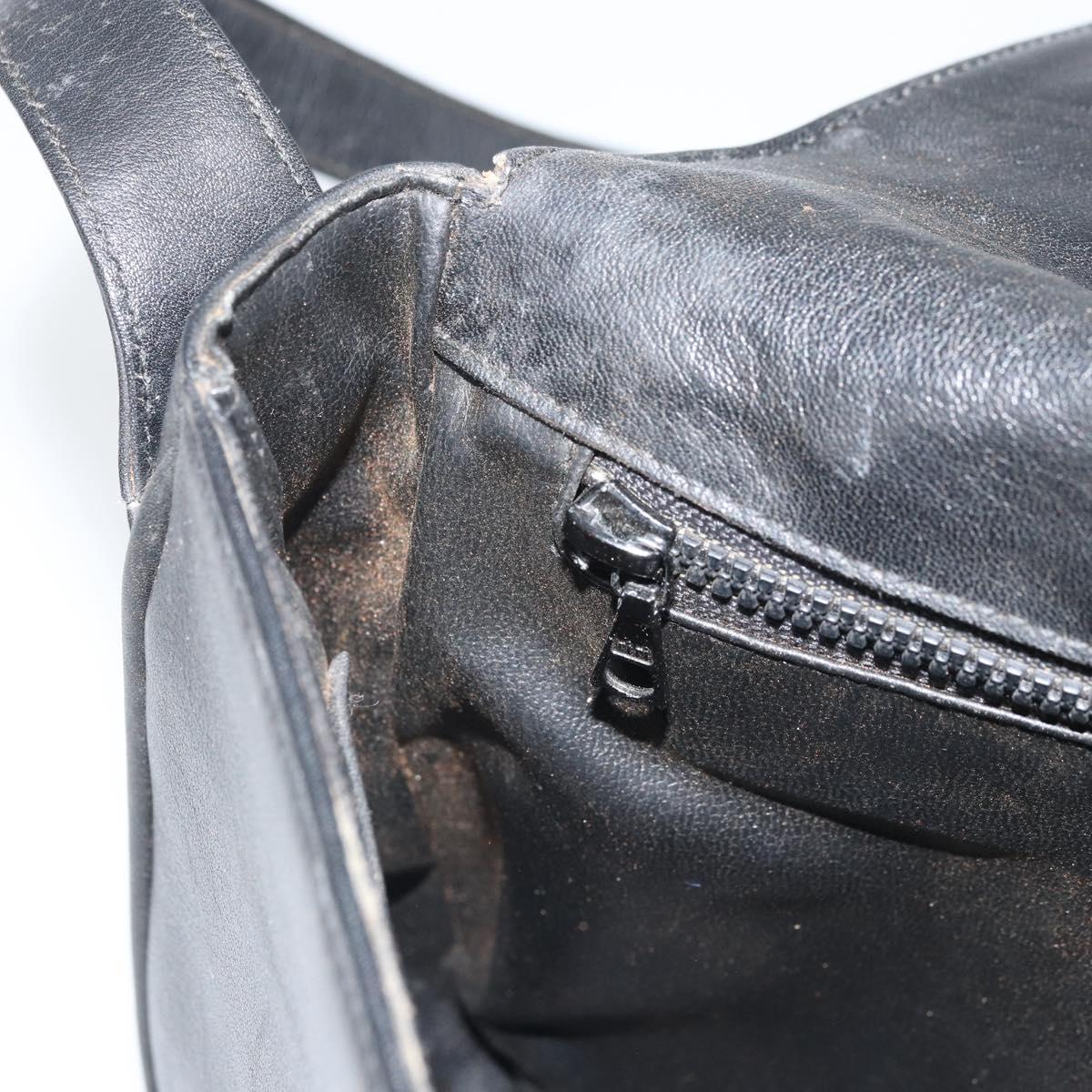 CELINE Macadam Canvas Shoulder Bag PVC Black Gold Auth ka2364