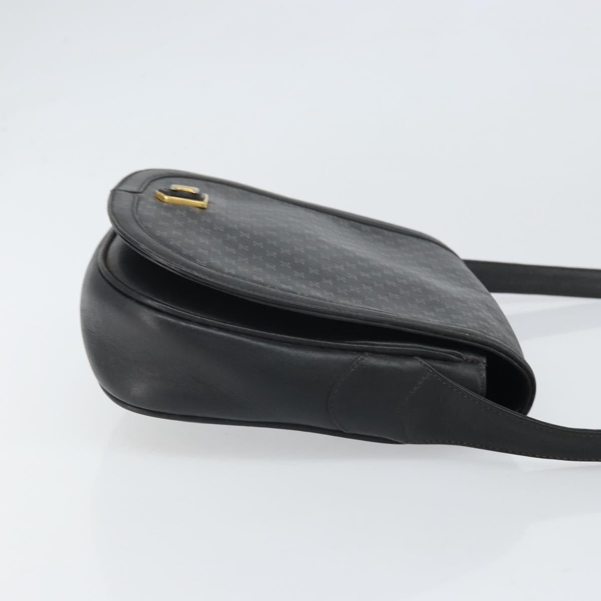 CELINE Macadam Canvas Shoulder Bag PVC Black Gold Auth ka2364