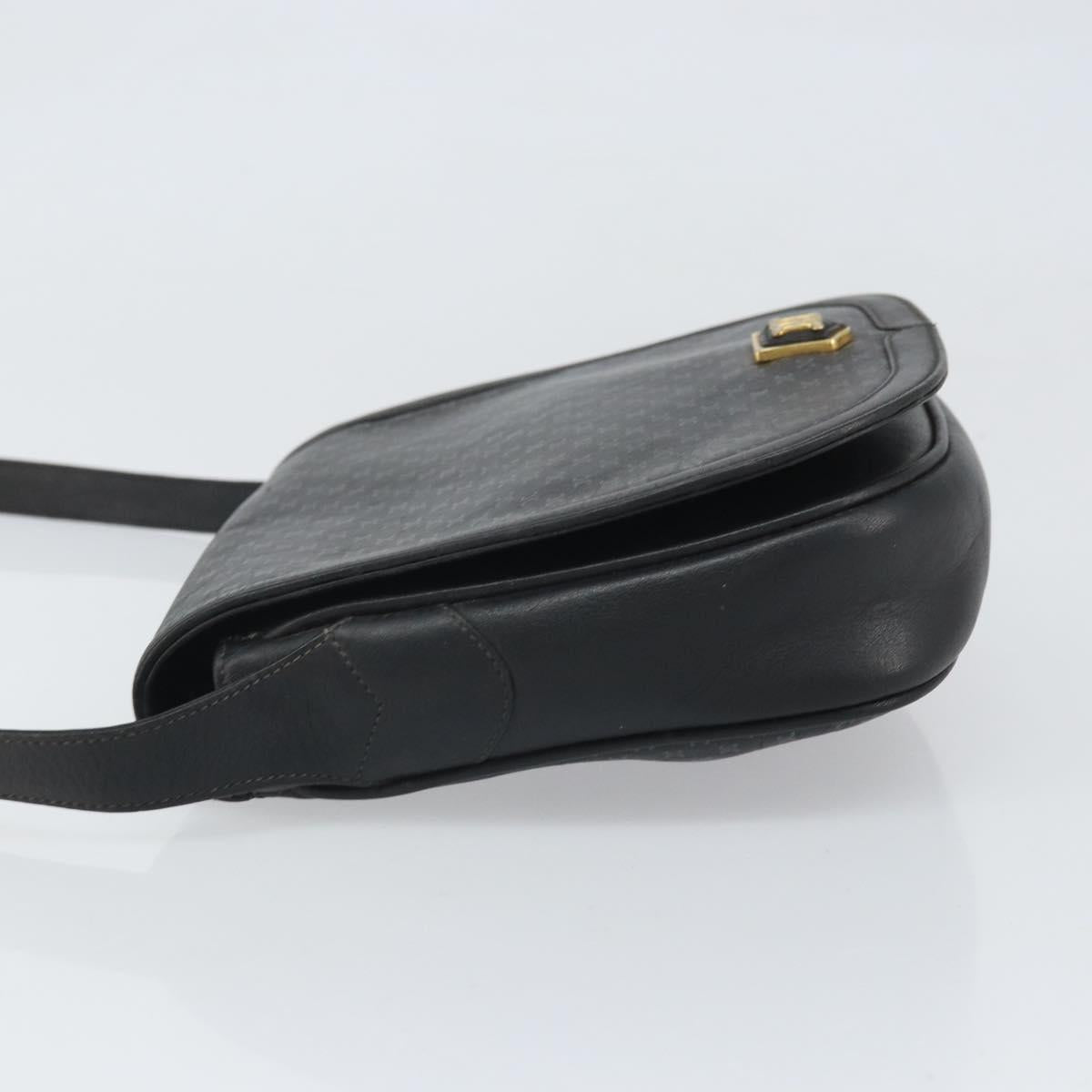 CELINE Macadam Canvas Shoulder Bag PVC Black Gold Auth ka2364