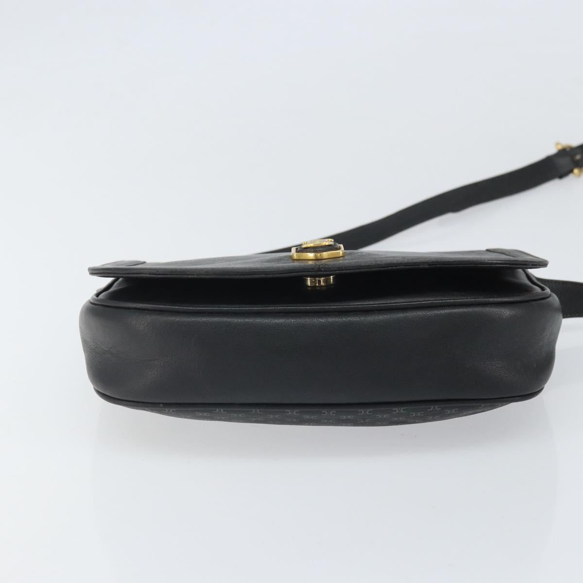 CELINE Macadam Canvas Shoulder Bag PVC Black Gold Auth ka2364