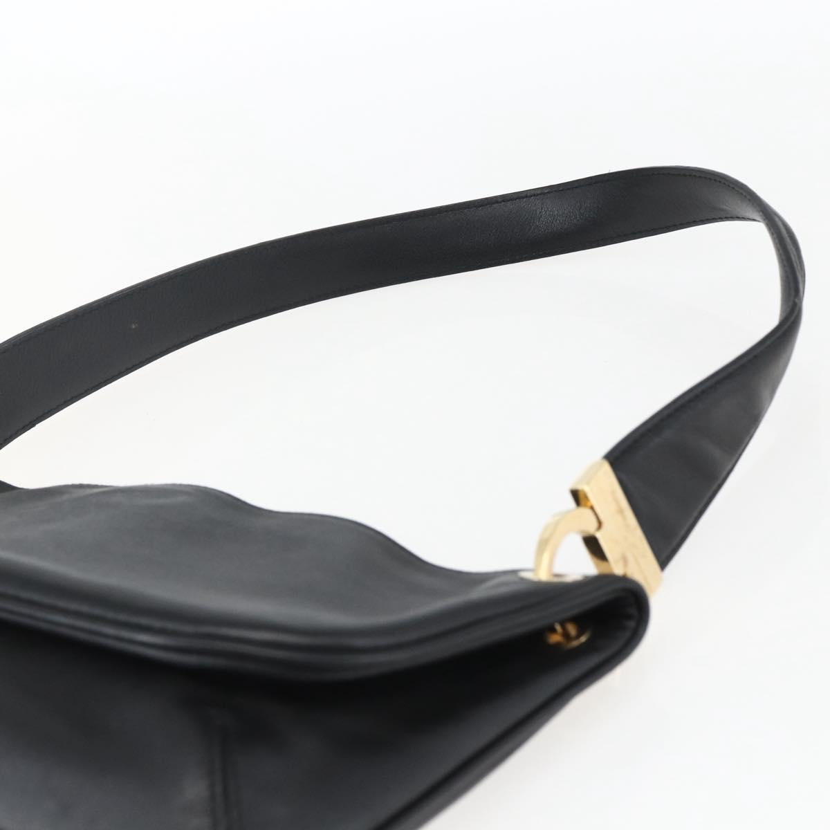 Salvatore Ferragamo Shoulder Bag Leather Gold Black Auth ka2367