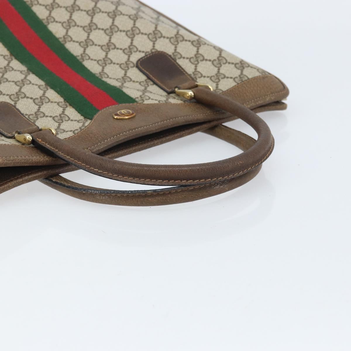 GUCCI GG Supreme Web Sherry Line Tote Bag PVC Beige Red 010 378 Auth ka2369