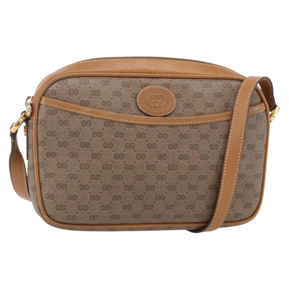 GUCCI Micro GG Supreme Shoulder Bag PVC Beige Gold 007 113 0095 Auth ka238