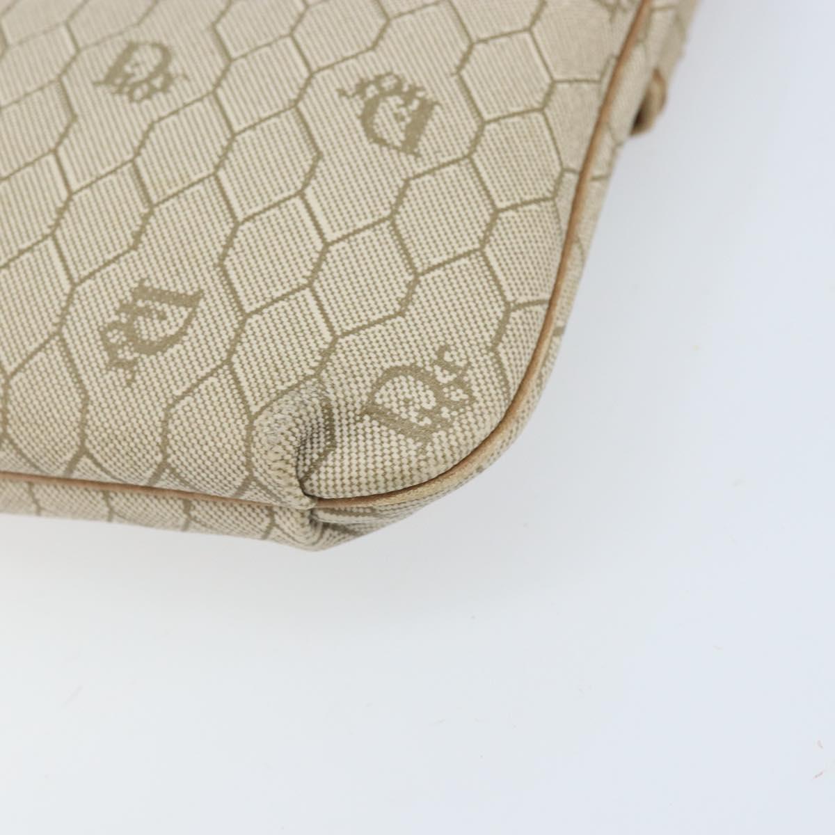 Christian Dior Honeycomb Canvas Shoulder Bag PVC Beige Gold Auth ka2388