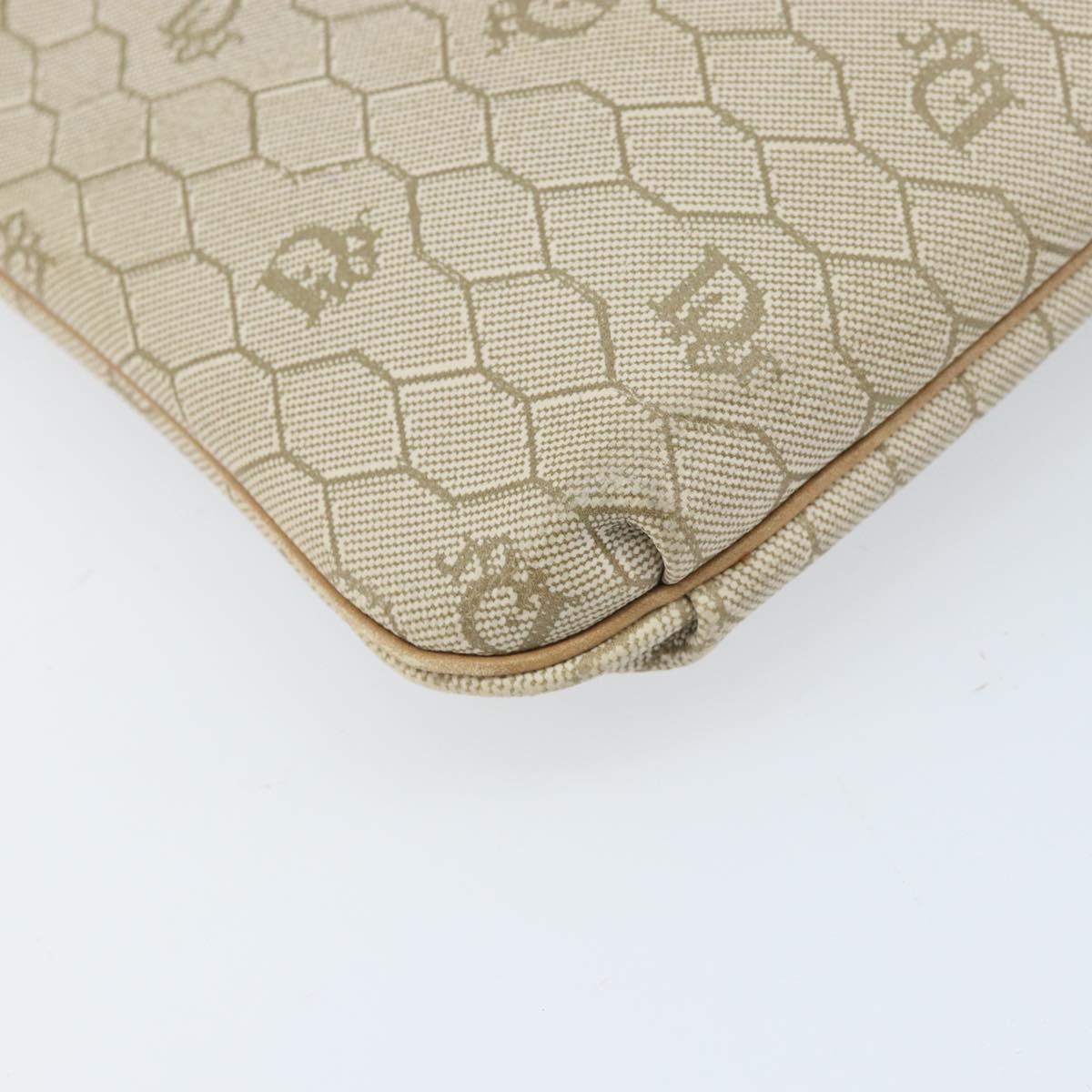 Christian Dior Honeycomb Canvas Shoulder Bag PVC Beige Gold Auth ka2388