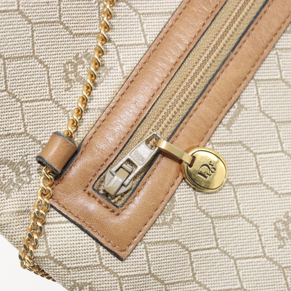 Christian Dior Honeycomb Canvas Shoulder Bag PVC Beige Gold Auth ka2388