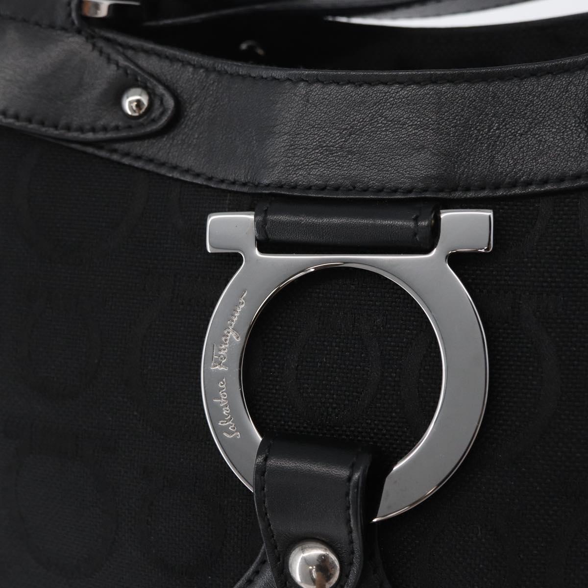 Salvatore Ferragamo Gancini Tote Bag Canvas Black Auth ka2394