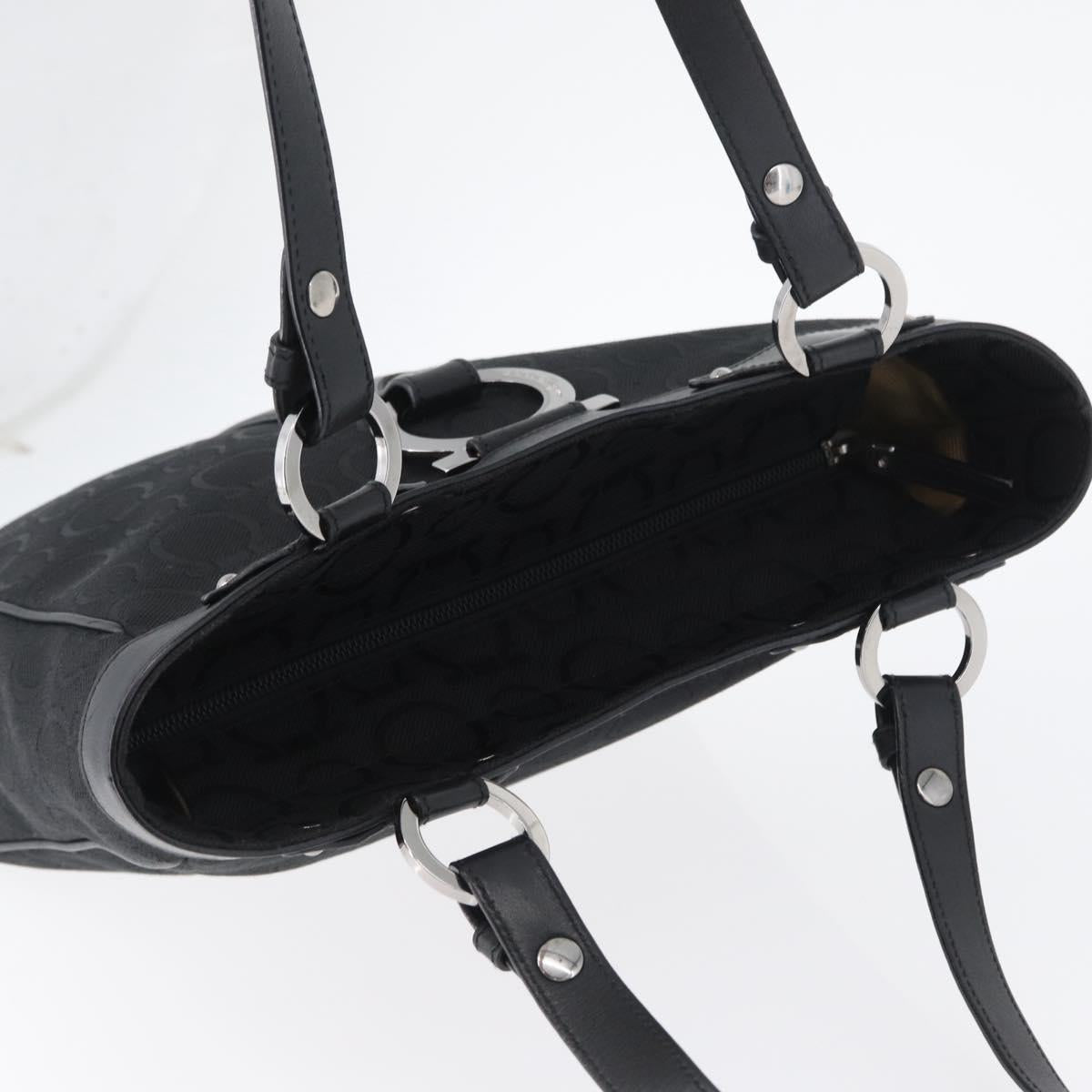 Salvatore Ferragamo Gancini Tote Bag Canvas Black Auth ka2394