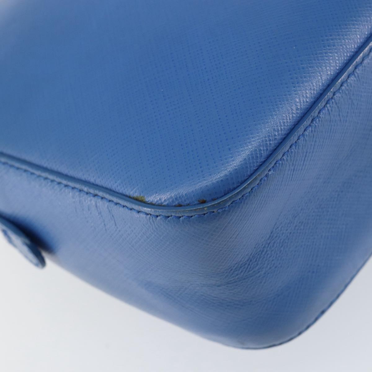 Salvatore Ferragamo Vala Chain Shoulder Bag Leather Blue Gold Auth ka240