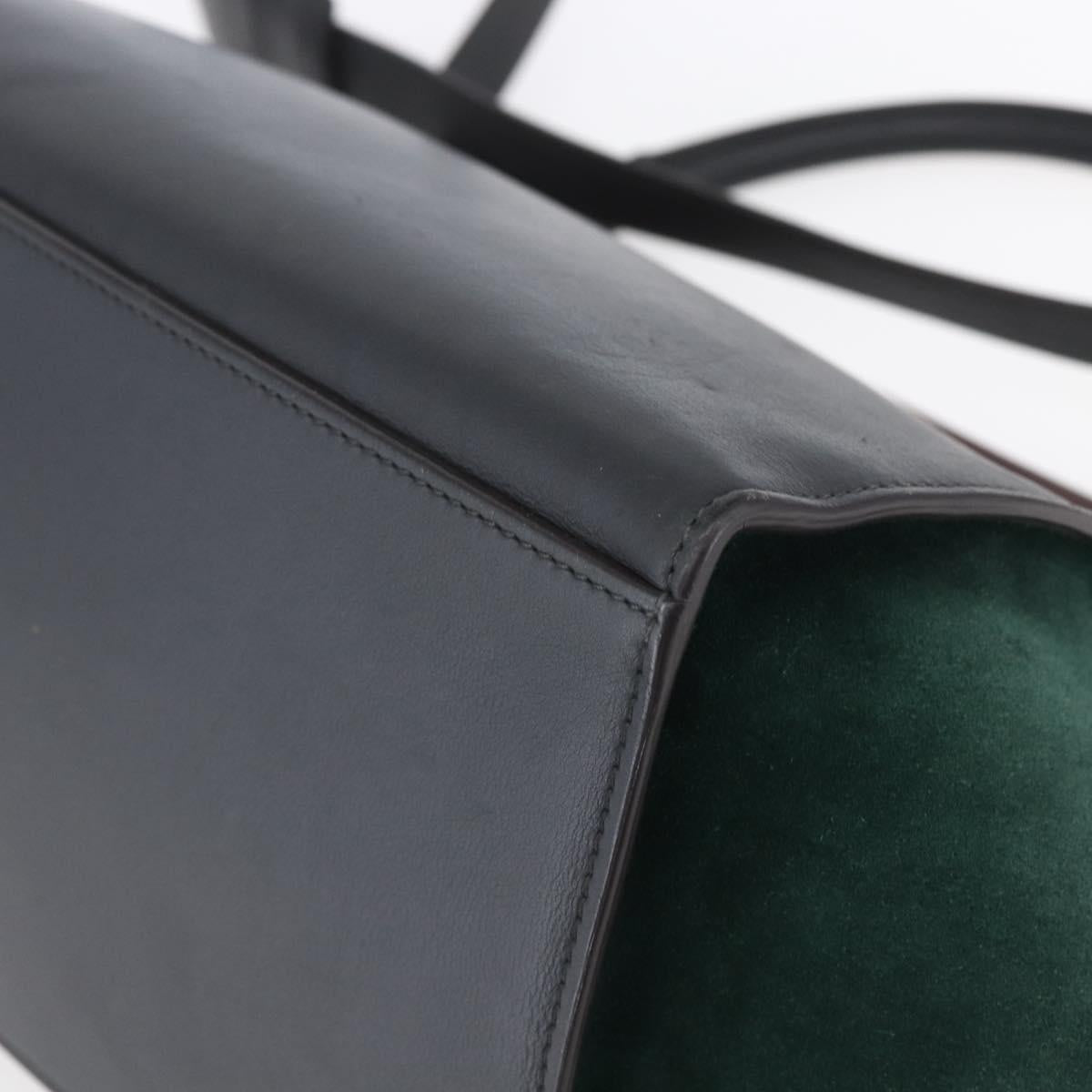 CELINE Trapeze Medium Hand Bag Leather 2way Red Green gold Auth ka241