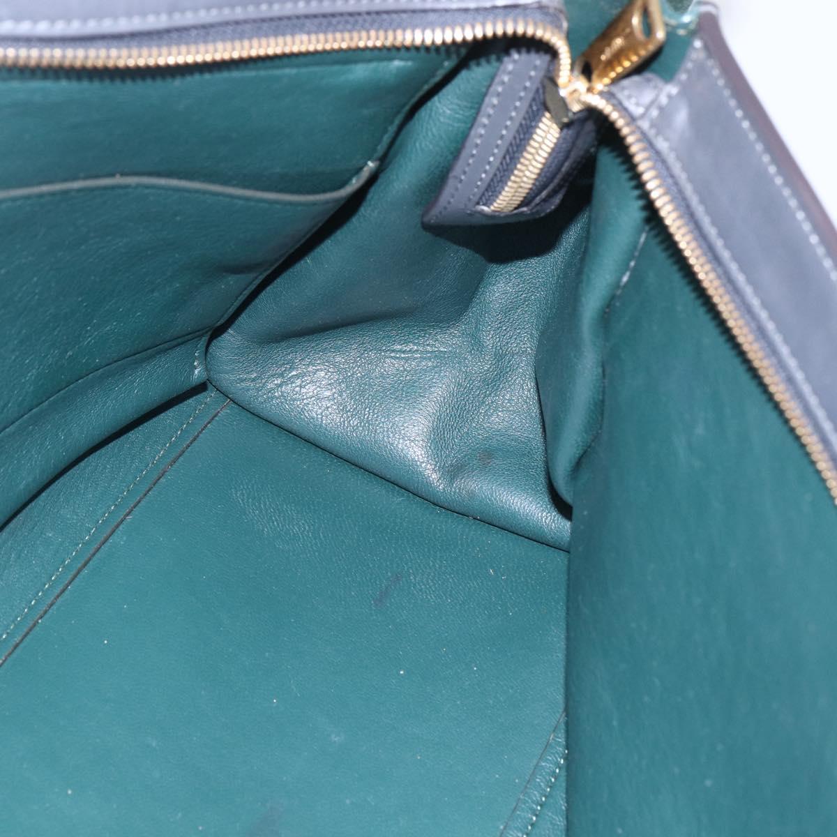 CELINE Trapeze Medium Hand Bag Leather 2way Red Green gold Auth ka241