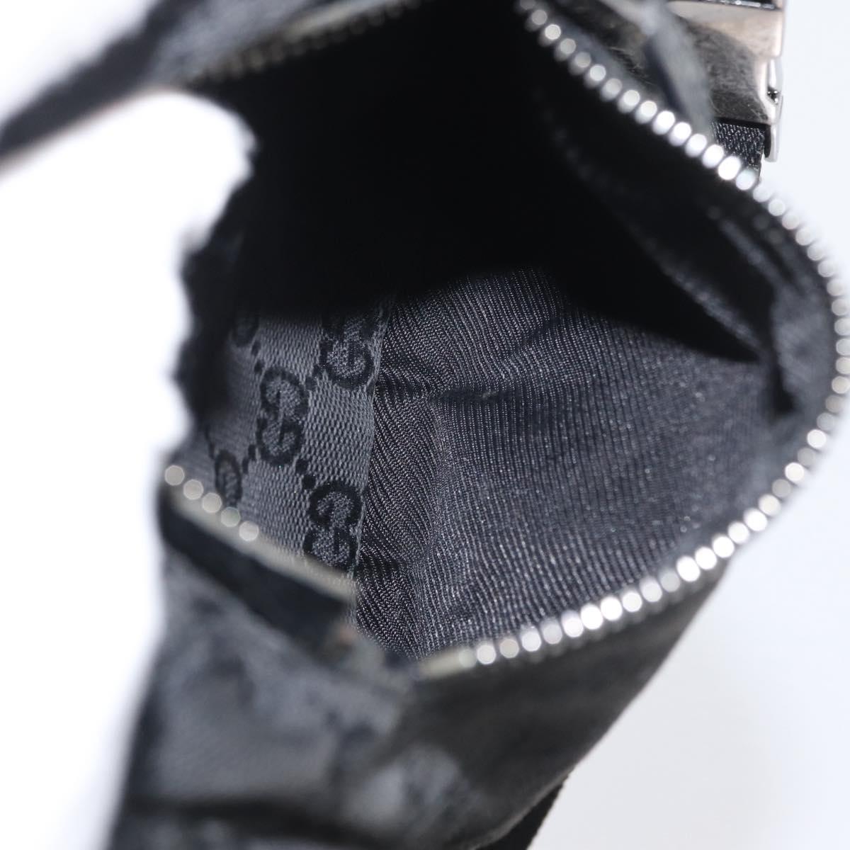 GUCCI GG Canvas Waist bag Black Silver 28566 Auth ka2413