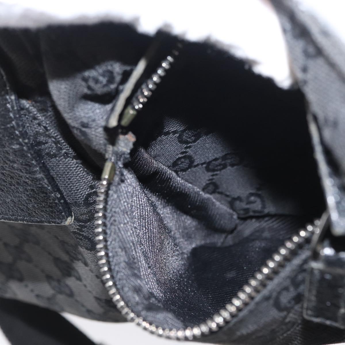 GUCCI GG Canvas Waist bag Black Silver 28566 Auth ka2413